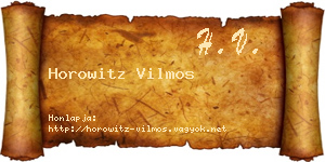 Horowitz Vilmos névjegykártya